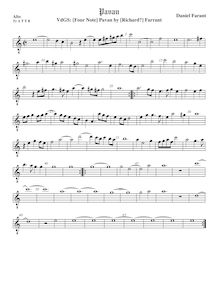 Partition ténor viole de gambe 1, octave aigu clef, (Four Note) Pavan