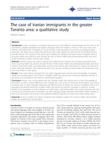 The case of Iranian immigrants in the greater Toronto area: a qualitative study