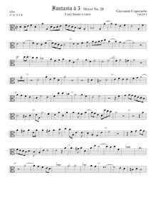 Partition ténor viole de gambe 1, alto clef, Fantasia pour 5 violes de gambe, RC 32