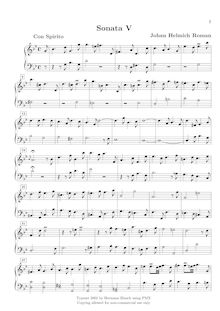 Partition , Sonata en G minor, 12 clavecin sonates ou , Roman, Johan Helmich