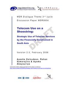 Strategic telecom use on a shoestring 2.0 for comment 