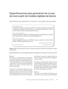 ESPECIFICACIONES PARA GENERACIÓN DE CURVAS DE NIVEL A  PARTIR DE MODELOS DIGITALES DE TERRENO(Specifications for generation of contour from digital terrain models)