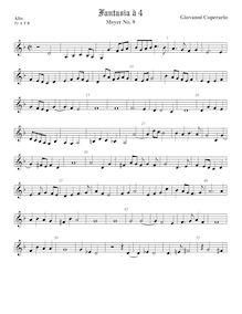 Partition ténor viole de gambe 1, aigu clef, Fantasia pour 4 violes de gambe par John Coperario