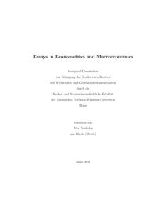 Essays in Econometrics and Macroeconomics [Elektronische Ressource] / Jörn Tenhofen. Rechts- und Staatswissenschaftliche Fakultät