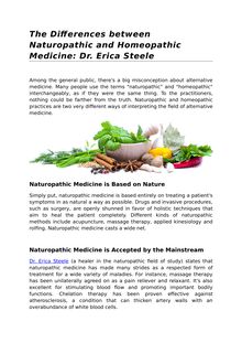 Differences between Naturopathic and Homeopathic Medicine by Dr. Erica Steele