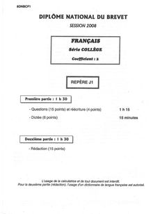 Français 2008 Brevet (filière générale)