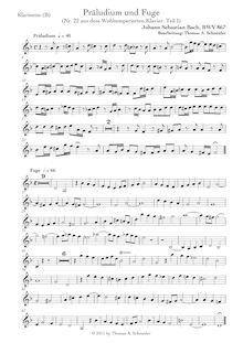 Partition clarinette (B♭), Das wohltemperierte Klavier I, The Well-Tempered ClavierPraeludia und Fugen durch alle Tone und Semitonia / Preludes and Fugues through all tones and semitones
