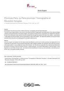 Provinces-Paris, ou Paris-provinces ? Iconographie et Révolution française - article ; n°1 ; vol.330, pg 9-27