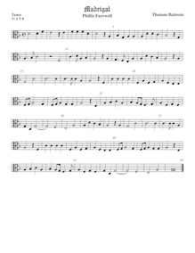 Partition ténor viole de gambe 2 (alto clef), pour First Set of anglais Madrigales to 3, 4, 5 et 6 voix