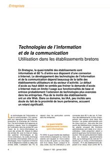 Technologies de l information et de la communication - Utilisation dans les établissements bretons