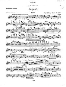 Partition flûte, Jugend, Jugend: Musik (H dur) für Flöte, Clarinette in A, Horn und Klavier, Op.139a.