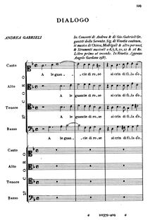 Partition complète, Dialogo: A le guancie di rose, Gabrieli, Andrea