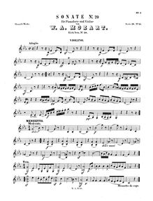 Partition de violon, violon Sonata, E♭ major, Mozart, Wolfgang Amadeus