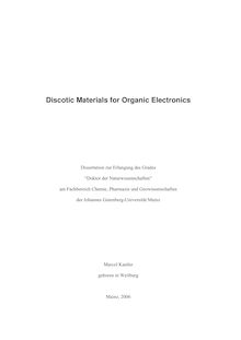 Discotic materials for organic electronics [Elektronische Ressource] / Marcel Kastler