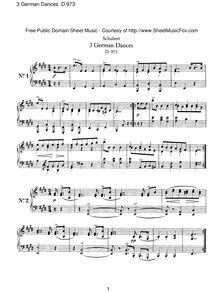 Partition complète, German Dances, D.973, Schubert, Franz par Franz Schubert