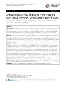 Antibacterial activity of plasma from crocodile (Crocodylus siamensis) against pathogenic bacteria