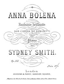 Partition complète, Fantaisie Brilliant on  Anna Bolena  by Donizetti