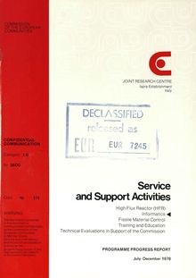 Service and Support Activities. PROGRAMME PROGRESS REPORT July-December 1978