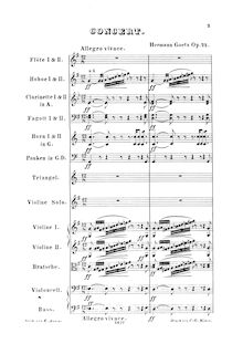 Partition complète, violon Concerto, Op.22, G, Goetz, Hermann