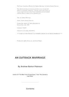 Outback Marriage, an : a story of Australian life