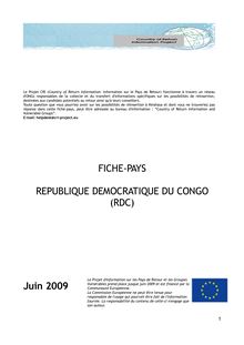 Fiche pays republique democratique du congo (rdc) juin 2009