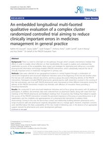 An embedded longitudinal multi-faceted qualitative evaluation of a complex cluster randomized controlled trial aiming to reduce clinically important errors in medicines management in general practice