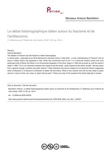 Le débat historiographique italien autour du fascisme et de l antifascisme - article ; n°1 ; vol.68, pg 35-41