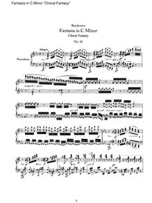 Partition Adagio, Fantasia pour Piano, chœur et orchestre, Choral Fantasy