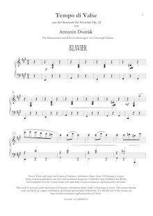 Partition Piano , partie, Serenade pour cordes, Smyčcová serenáda