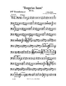 Partition Trombone 3, Hungarian Dances, Ungarische Tänze, Brahms, Johannes