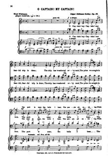 Partition complète, O Captain! My Captain!, Op.19, C major, Kelley, Edgar Stillman