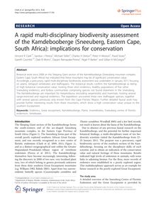 A rapid multi-disciplinary biodiversity assessment of the Kamdebooberge (Sneeuberg, Eastern Cape, South Africa): implications for conservation