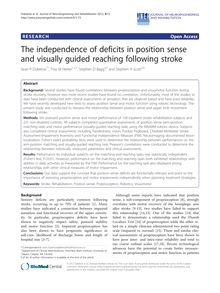 The independence of deficits in position sense and visually guided reaching following stroke
