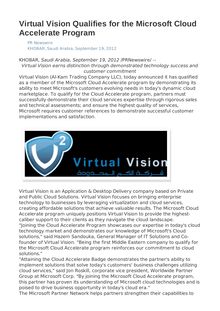 Virtual Vision Qualifies for the Microsoft Cloud Accelerate Program