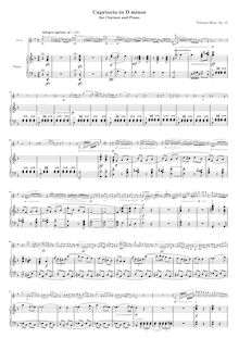 Partition de piano, Capriccio en D minor pour clarinette et Piano, Op.13