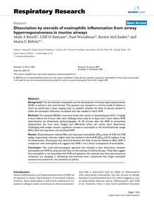Dissociation by steroids of eosinophilic inflammation from airway hyperresponsiveness in murine airways