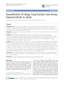 Quantification of atopy, lung function and airway hypersensitivity in adults