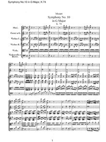 Partition complète, Symphony No.10, G major, Mozart, Wolfgang Amadeus