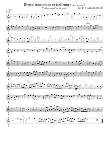 Partition ténor viole de gambe, octave aigu clef, Rimes francaises et italiennes