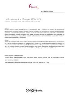 La Bundesbank et l Europe, 1958-1973 - article ; n°4 ; vol.18, pg 775-795