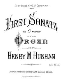 Partition complète, Piano Sonata No.1, Op.10, G minor, Dunham, Henry Morton