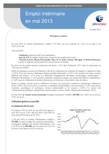 Pôle Emploi : Emploi intérimaire en mai 2013 (10/07/2013)