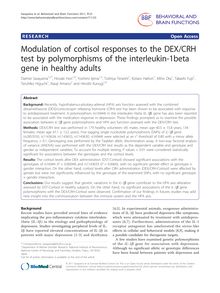 Modulation of cortisol responses to the DEX/CRH test by polymorphisms of the interleukin-1beta gene in healthy adults