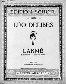 Partition de violon, Lakmé, Opéra en trois actes, Delibes, Léo