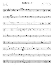 Partition ténor viole de gambe 2, alto clef, fantaisies pour 5 violes de gambe par Richard Dering par Richard Dering