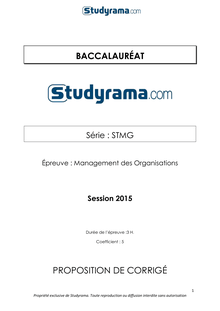Corrigé BAC STMG 2015 Management des organisations