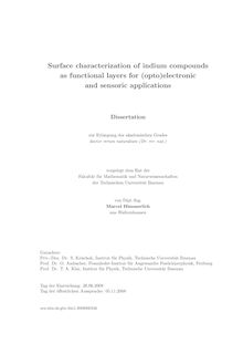 Surface characterization of indium compounds as functional layers for (opto)electronic and sensoric applications [Elektronische Ressource] / von Marcel Himmerlich