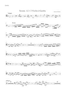Partition viole de basse, Sonata pour 2 violons, gambe et Continuo