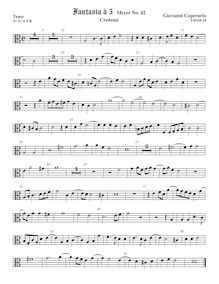 Partition ténor viole de gambe 2, alto clef, Fantasia pour 5 violes de gambe, RC 47