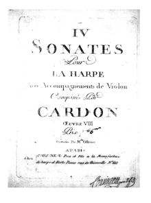 Partition harpe , partie, 4 Sonates pour la Harpe Avec Accompagnements de Violon